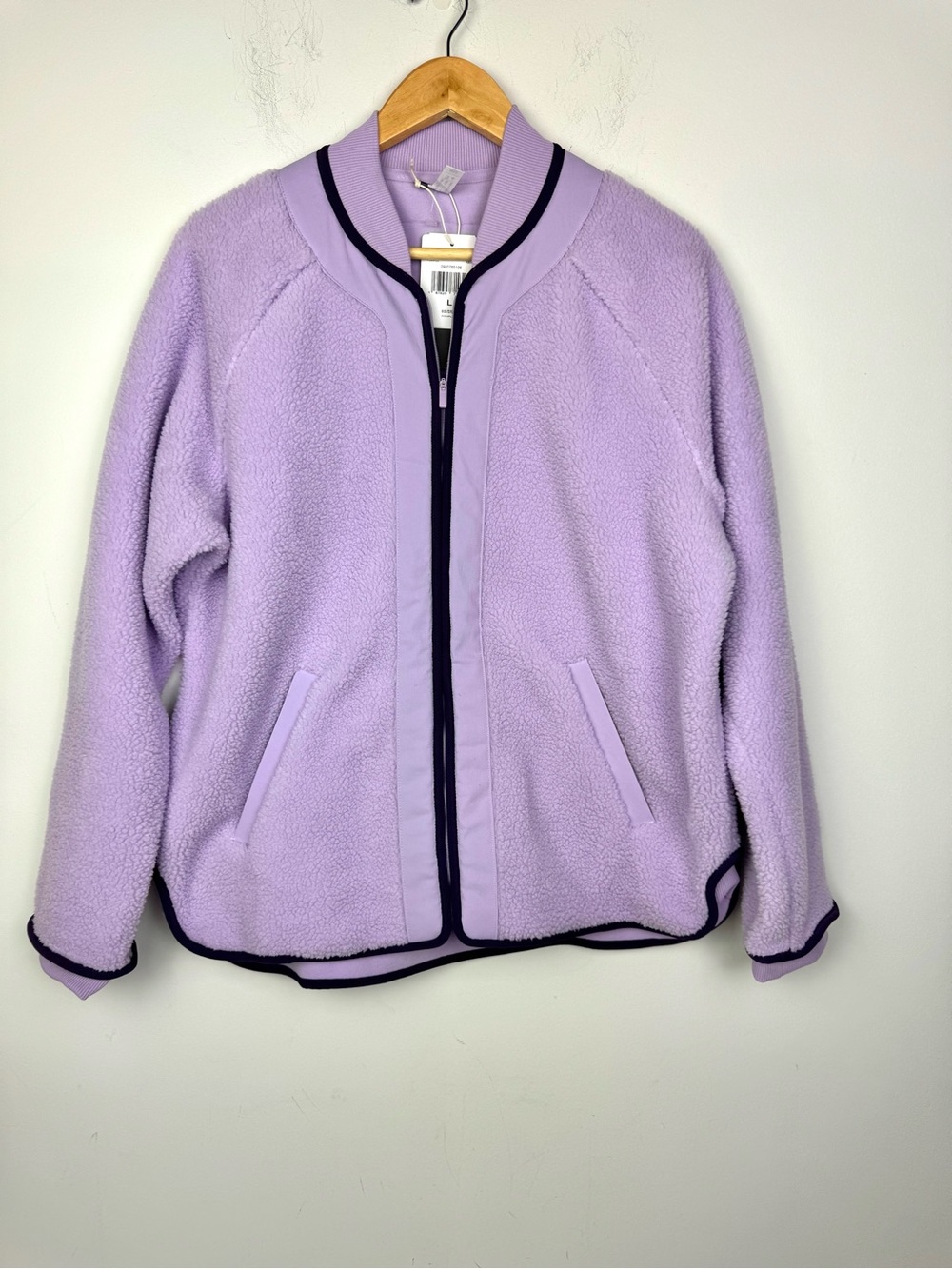 Adidas Women’s Purple Go-To Zip Up Fleece Sherpa Jacket Size Large NEW
